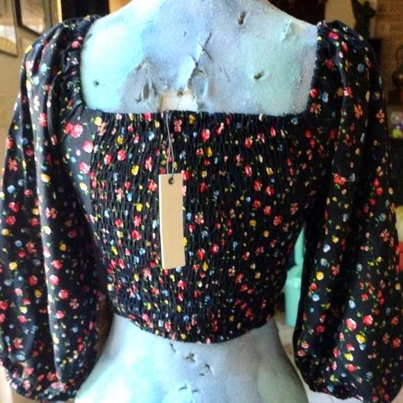 NWT🔥Anthropologie's Olivaceous Floral Off Shoulder Rayon Tie Blouse❤️Size M - Picture 4 of 14